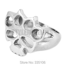 Anillo de acero inoxidable con forma de calavera para hombre y mujer, guante de boxeo con nudillos, joyería a la moda, anillo de motorista de Motor plateado, SWR0417A, venta al por mayor 2024 - compra barato