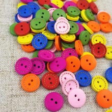 100pcs 15mm Colorful Round Wood Flatback DIY Wooden Buttons Sewing Craft Scrapbooking 2024 - buy cheap