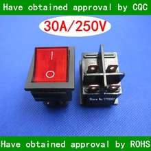 5 pcs / lot  4 pins 30A 250V  Red Button Rocker Switch KCD2 Rocker Power Switches  4 copper pins 2024 - buy cheap