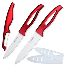 Ceramic knife set fashion red handle 5, 4 inch home kitchen knives with ceramic peeler white blade 3 pcs set beautiful gift 2024 - buy cheap