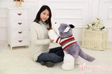Rayas suéter propensa husky grande 65cm gris perro esquimal de felpa juguete almohada, regalo de cumpleaños h905 2024 - compra barato