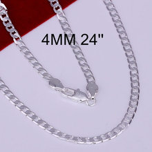 Necklace sterling-silver-jewelry16/18/20/22/24/26/28/30 Inchs Chain For Men Wholesale Silver Plated fashion jewelry curb chain 2024 - buy cheap
