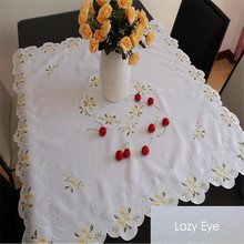 Free Shipping Square 85x85cm Embroidery Tablecloth Cup Coffee Tea Table Cover Place Fridge Microwave Oven Hollow Antependium 2024 - buy cheap