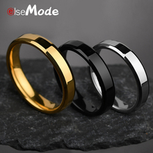 ELSEMODE  4 mm Black Titanium Ring High Polished Factory Wholesale Lover Couple Rings for Women 2024 - buy cheap