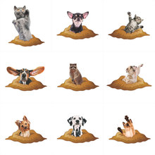 3D яркие кошки собаки Настенная Наклейка украшение для туалета ванной комнаты животные домашний декор для автомобиля Настенная роспись настенный плакат 2024 - купить недорого