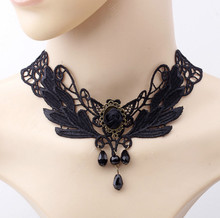 Collar con colgante de cuentas de flores rosas de tela negra, estilo de Nuevos Bohemios, Collar de encaje, de joyería falsa, Collar femenino 2024 - compra barato