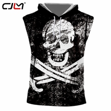 CJLM-Camiseta de tirantes con capucha para hombre, chaleco con estampado 3D de calaveras de Hip Hop, Unisex, talla grande, espada cruzada blanca y negra 2024 - compra barato