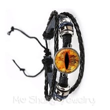 1 PC Sauron Evil Bracelet Evil Eye Glass Photo Jewelry, Dragon Eye Black/Brown 2 Color Leather Adjustable Bangle Best Gift 2024 - buy cheap