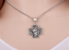 Colar de cruz com pingente de cabeça de jesus, gargantilha vintage de prata corrente statement para mulheres acessórios de joias presentes a345 2024 - compre barato