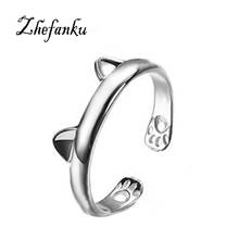 Midi Finger Boho Silver Plated   Cat Ear Ring Cute Tiny Bear Ear Open Ring For Women Girl Child Gifts Adjustable Bijoux 2024 - buy cheap