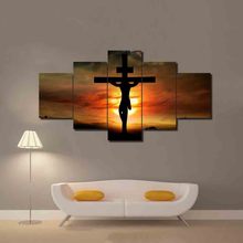 HD Printed Poster Modular Canvas Jesus Christ Cross God Sunset Scenery Paintings Living Room Decor Pictures Wall Art Framework 2024 - buy cheap