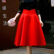 Faldas sexis de mujer 2019 Otoño Invierno Slim plisado Midi Faldas de mujer de gran tamaño de cintura alta hasta la rodilla Rojo Negro faldas m925 2024 - compra barato