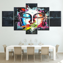 Modern Painting On The Wall Art Modular Pictures 5 Panel Colorful Buddha For Living Room Home Decor Abstract Painting On Canvas 2024 - buy cheap