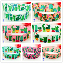 DHK 7/8'' Free shipping Cactus flowers printed grosgrain ribbon headwear hair bow diy party decoration OEM 22mm B1460 2024 - buy cheap