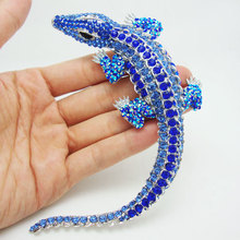 New Fashion Noble Blue Crocodile Animal Silver plated Brooch Pin Rhinestone Crystal Pendant 2024 - buy cheap