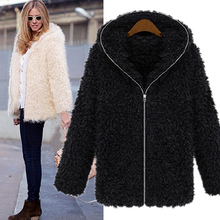 Fashion women wool coat winter faux fur parkas plush grass jacket big size long sleeve thick warm coat zipper outerwear hooded 2024 - buy cheap