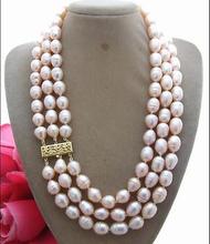 Жемчужное Ожерелье akoya из натурального жемчуга 9-10 мм, 3 ряда, свадебный подарок для женщин, ювелирные изделия для свадьбы 2024 - купить недорого