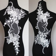 Vestido de noiva grande da moda, vestido bordado com apliques de flores da marfim, acessório de renda faça você mesmo, 1 peça 2024 - compre barato