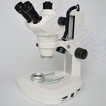 Envío Gratis FYSCOPE-microscopio Trinocular Parfocal con Zoom estéreo, soporte de pista 4X-100X, con dos luces LED 2024 - compra barato