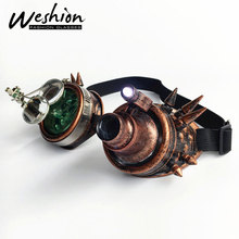 New Steampunk Sunglasses Men Cosplay With Light Bulbs And Magnifying Glass Gothic Goggles Women Retro Glasses Halloween Prop 2024 - buy cheap
