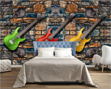 beibehang European classic stereo wallpaper fashion retro guitar background wall papers home decor decorative painting behang 2024 - buy cheap