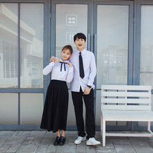 Japanese School Uniform for Men Women Students Class Sweet Clothes Plus size Black Long Skirt +White Shirt + Tie 3 Pcs / Set 2024 - buy cheap