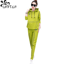 UHYTGF New hooded spring 2 piece outfits for women Casual tops and sports trousers sets women Loose plus size tracksuit tide 345 2024 - buy cheap