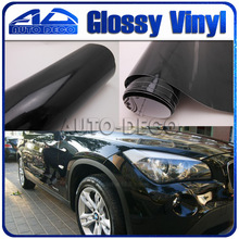 Waterproof Black Gloss Vinyl Car Wrapping Glossy Vinyl Wrap With Air Channel Shinning Glossy Film 1.52*30m/roll 2024 - buy cheap