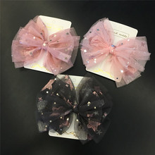 5pcs/lot Big Mesh Bow Hair Clips Glitter Sequins Gauze Bow Hairpin Fairy Sweet Princess Hair Barrette 2024 - buy cheap