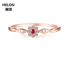 Bonito romântico feminino festa anel fino sólido 10k rosa ouro diamantes naturais rubi noivado anel de casamento 2024 - compre barato