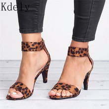 2019 Women Flock Square Heel Sandals High Heels Ankle Strap Female Fashion Party Dress Woman Sandals Shoes For Girls 2024 - buy cheap