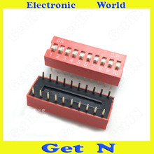 10 peças 2.54mm codeing interruptor passo 10 posições 20 pinos dip pé interruptores vermelho alta qualidade 2024 - compre barato
