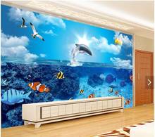 3d wallpaper custom 3d wall murals wallpaper 3D submarine dolphin fish TV background wall 3d living room photo wallpaper 2024 - buy cheap