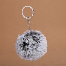 8CM Fluffy Faux Rex Frost Colors Ball Pom Pom Keychain Women Bag Charms Rabbit Fur Pompon Trinket Key Chain Jewelry Wedding Gift 2024 - buy cheap