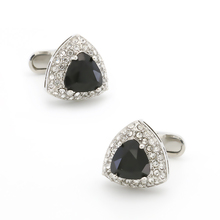 Men's Crystal Triangle Cuff Links Copper Material Black Color 2024 - buy cheap