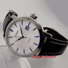 41mm parnis white dial date blue marks miyota 8215 automatic mens watch P554 2024 - buy cheap