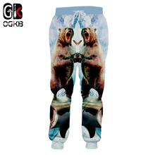 OGKB Women/Mens 3D Long Pants Shark Bear Full Printed Sweatpants Unisex Loose Sweat Pants Straight Full Length Trousers Dropship 2024 - buy cheap