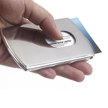 Porta-cartão de metal para homens, porta-cartão em aço inoxidável, desliza, moda polegar, cartão de visita, bolso, preto, embalagem 2024 - compre barato