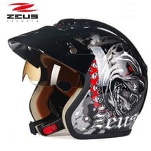 Capacete de segurança para motocross com abertura frontal, capacete vintage para motocicleta, meio rosto, zeus embutido 2024 - compre barato