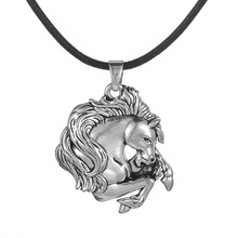 my shape Vintage Silver Plated Horse Pendant Charm Horse Lover Necklace Leather Cord for Men & Boy 2024 - buy cheap