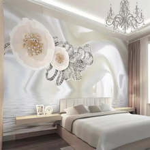 Beibehang-papel tapiz 3d personalizado para sala de estar, dormitorio, flores de seda blanca, patrón de agua, joyería europea, mural de fondo 2024 - compra barato