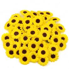 30pcs Mini Silk Sunflower Artificial Daisy Flower Head For Wedding Party Decoration DIY Scrapbooking Wreath Craft  Fake Flowers 2024 - купить недорого