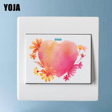 YOJA-pegatina de diseño clásico para decoración del hogar, pegatina de interruptor de flores cálidas, corazón rojo y rosa, PVC, 13SS0106 2024 - compra barato