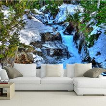 O papel de parede personalizado 3d, rio crag neve, papel de parede da natureza, sala de estar, sofá, tv, quarto 2024 - compre barato