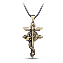 J Store Cross Snake Pendant Necklaces Hot Anime Souvenir Fullmetal Alchemist Collares Statement Necklace Fashion Jewelry 2024 - buy cheap