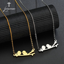 Letdiffery Gold Two Birds Family Love Necklace 316L Stainless Steel Simple Bird Chain Necklaces Fashion Women Jewelry 2024 - buy cheap