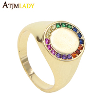 Anéis de casamento anel masculino anel de alta qualidade cz para moças arco-íris colorido empedrado gravado nome joia formato 2024 - compre barato