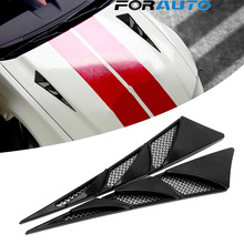 Forauto adesivo para capô de carro, 1 par, tampa com saída de ar lateral preta, decoração decorativa para exterior de automóveis, estilo universal 2024 - compre barato