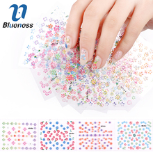 Blueness 24 pçs/lote Beleza Flores de Design de Unhas Adesivos 3D Decorações Da Arte Do Prego Glitter Manicure Ferramentas Diy Para Encantos Unhas JH158 2024 - compre barato