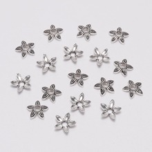 100 unids/lote de 8mm, estrella de cinco puntas, flor antigua, tapas de cuentas sueltas separadas para joyería DIY, accesorios para hacer pendientes 2024 - compra barato